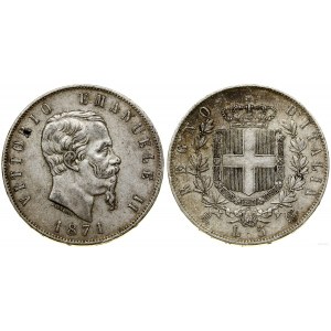 Włochy, 5 lirów, 1871 M, Mediolan