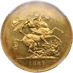 United Kingdom (Royal Mint, London) 5 Pounds 1887 - Victoria (1837-1901) - NGC MS 62