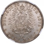 German States, Kingdom of Bavaria (Munich) 5 Mark 1876 D - Ludwig II (1864-1886) - NGC MS 63