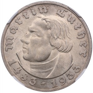 Germany, Third Reich (Berlin) 5 Reichsmark 1933 A - Martin Luther - NGC MS 63