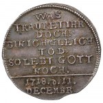 Sweden Pomerania (Pommern) Stralsund (Poland) Silver Medal 1718 - Death of Karl XII at Fredriksten - Karl XII (1697-1718