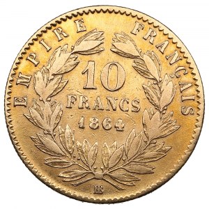 France, Second Empire (Strasbourg) 10 Francs 1864 - Napoleon III (1852-1870)