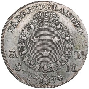 Sweden (Stockholm) 3 Daler Silvermynt 1774 - Gustav III (1771-1792)