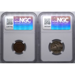 USA 5 Cents 1916 & 1 Cent 1905 - NGC XF & AU DETAILS (2)