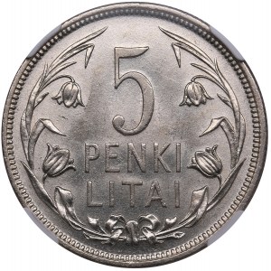 Lithuania (Royal Mint, London) 5 Litai 1925 - NGC MS 62