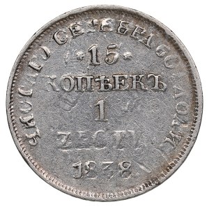 Russia (Poland) 15 Kopecks / 1 Zloty 1838 НГ - Nicholas I (1825-1855)