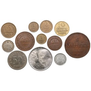 Group of Russian, Poland, Estonian and Czechoslovakian coins (12)