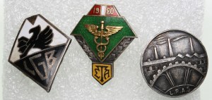 Group of 3 Latvian Badges (1920s-1930s) - Interwar Association Badges: Book Manufacturers, Merchants, Industrialists