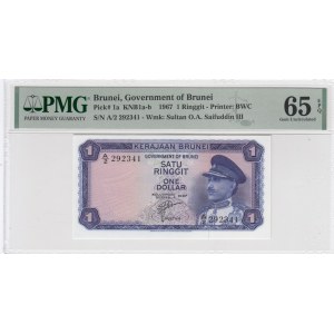 Brunei 1 Ringgit 1967 - PMG 65 EPQ Gem Uncirculated