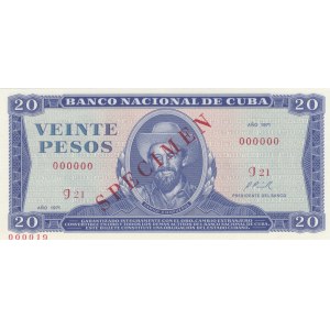 Cuba 20 Pesos 1971 Specimen