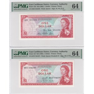 East Caribbean States 1 Dollar 1965 (2) - PMG 64 Choice Uncirculated