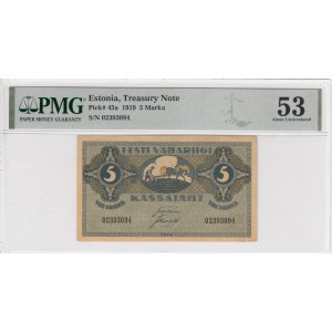 Estonia 5 Marka 1919 - PMG 53 About Uncirculated