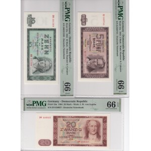 Germany 100, 50, 20, 10 & 5 Mark 1964 - PMG 66 EPQ Gem Uncirculated (5)