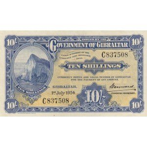 Gibraltar 10 Shillings 1954