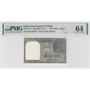 India 1 Rupee 1949 PMG 64 Choice Uncirculated