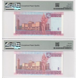 Lithuania 20 Litu 2007 & 2001 - PMG 66 EPQ Gem Uncirculated (2)