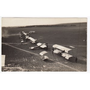 Russian Empire Photocard - Numbered Biplanes on Airfield During Early Aviation Meet, ca. 1910s