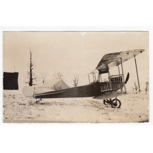 Russian Empire Photocard - Winter Scene with Early Wooden Biplane, ca. 1910s WWI Era