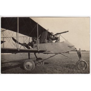 Russian Empire Photocard - WWI Aviator with Machine Gun in Early Biplane, ca. 1914-1917