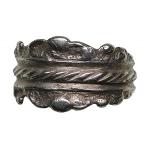 Livonian Silver Men’s Ring - 14×22 mm, 4.39 g, Ornate Folk Design, ca. 17th-18th Century