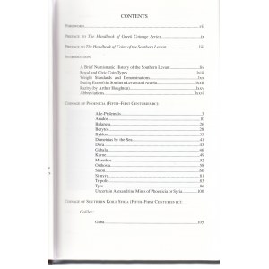 The Handbook of Greek Coinage Series, Vol 10: Handbook of Coins of the Southern Levant, 5-1 Centuries BC, 2010