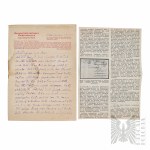 Third Reich Letter from Sachsenhausen Camp and Excerpt from an Article about the Post Office at Ravensbruck Camp