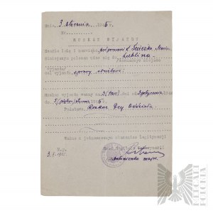 LWP-Document of Order of Departure with the Signature of the Chief of the Veterinary Hospital.