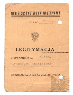 II RP Legitimation of the Cross of Valour 1st Krechowiec Lancers Regiment Signature of Michał Karaszewicz-Tokarzewski