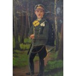 II RP (J. Waszkiewicz Szczurek) Oil painting Lancer of the 3rd Silesian Lancer Regiment