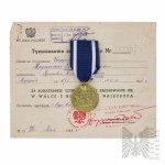 PRL-Temporary certificate and Medal for Oder, Nyse and Baltic issued to a Russian