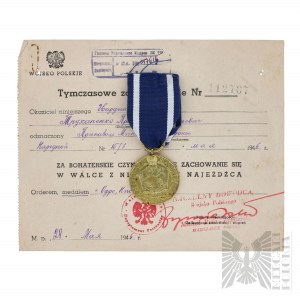 PRL-Temporary certificate and Medal for Oder, Nyse and Baltic issued to a Russian