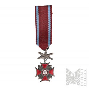 III RP Miniature Silver Cross of Merit with Swords Panasiuk