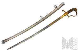 19. století - Důstojnická šavle pruské paradesantní kavalerie M-1848 - zlaté věnování z damaškové oceli/.