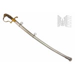 XIX Wiek - Pruska Paradna Szabla Oficera Kawalerii M-1848 - Złota Dedykacja Stal Damasceńska/