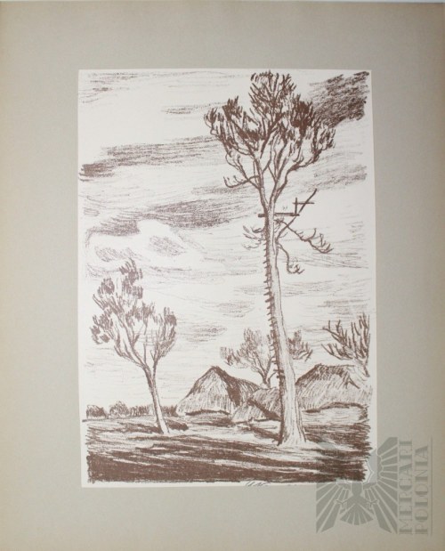Autolitografii Artystów Legionistów 1935 - Stanisław Kamocki „Stanowisko Obserwatora I” Sygnowane Sepia