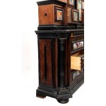 Italian commode cabinet in rosewood and tortoiseshell with painted glass, Louis XIV
