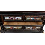 Italian commode cabinet in rosewood and tortoiseshell with painted glass, Louis XIV