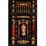 Italian ebonized wood and tortoiseshell coin cabinet
