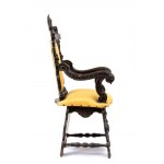 Tête de lit et paire de chaises italiennes sculptées, Renaissance