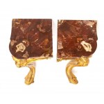 A pair of angular Italian applique consoles, Louis XV