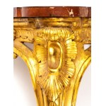 A pair of angular Italian applique consoles, Louis XV