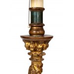 A pair of italian lacquered and gilded torchieri