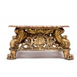 Table italienne en bois doré avec plateau en marbre