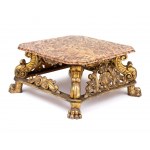 Table italienne en bois doré avec plateau en marbre