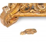 Table italienne dorée avec plateau en cristal