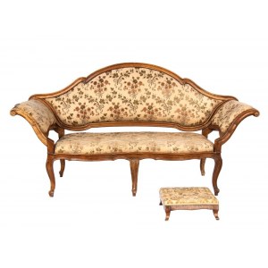 italian Louis XV sofa with matching footstool