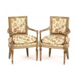 A pair of Italian lacquered armchairs, Luigi XVI