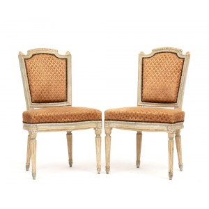 Paire de chaises italiennes laquées, Louis XVI