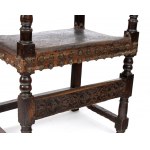 Lombard carved leather armchair, Louis XV