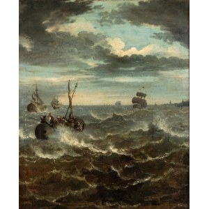 Sailing ships in a storm